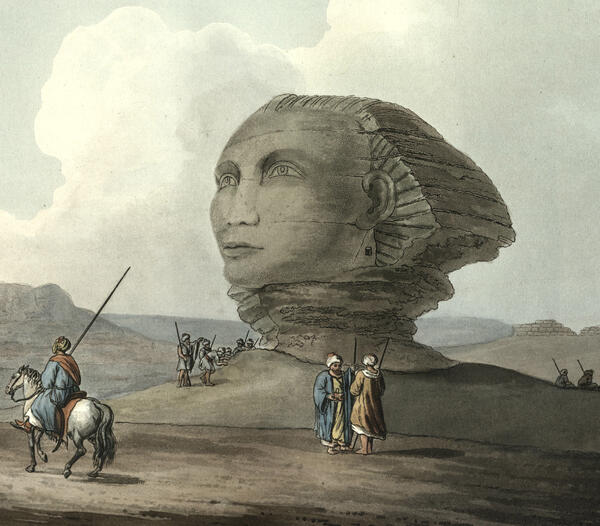 Head of the Colossal Sphinx, From the original Drawings of Sir Robert Ainslee, R. Bowyer 1805