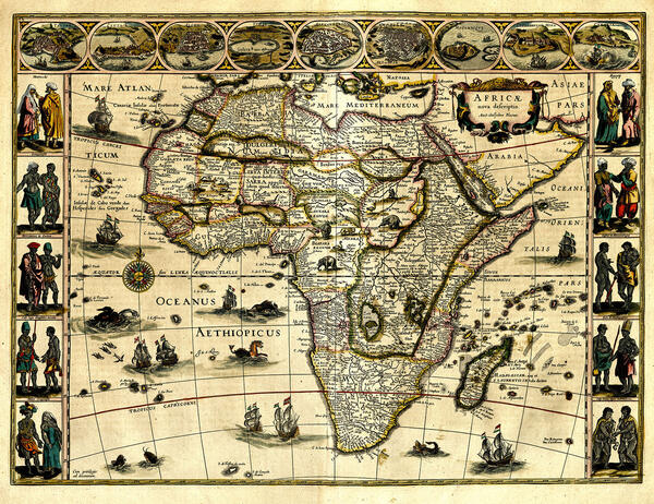 Eutiner Landesbibliothek, Afrikakarte aus dem Atlas Major, Willem Janszoon Blaeuw, 1640