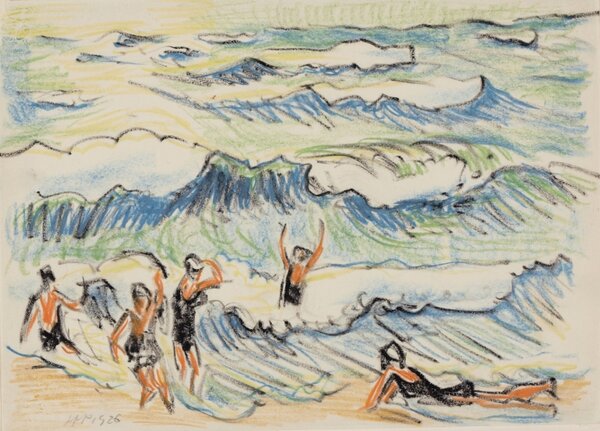 Max Pechstein, Badeleben 20, 1926, Farbstift
