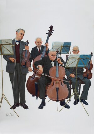 Bild vergr&ouml;&szlig;ern: Kurt Ard, Er hat wieder nicht ge&uuml;bt, 1959, Gouache auf Papier