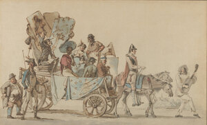 Bild vergr&ouml;&szlig;ern: Eug&egrave;ne Delacroix, theatre itinerant, Kreide und Tinte auf Papier, 1818